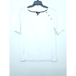 Jones New York Signature Tshirt Womens Size Large White ShortSleeve Pullover